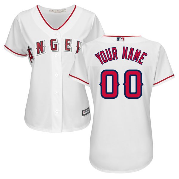 Women Los Angeles Angels of Anaheim Majestic White Home Cool Base Custom MLB Jersey->women mlb jersey->Women Jersey